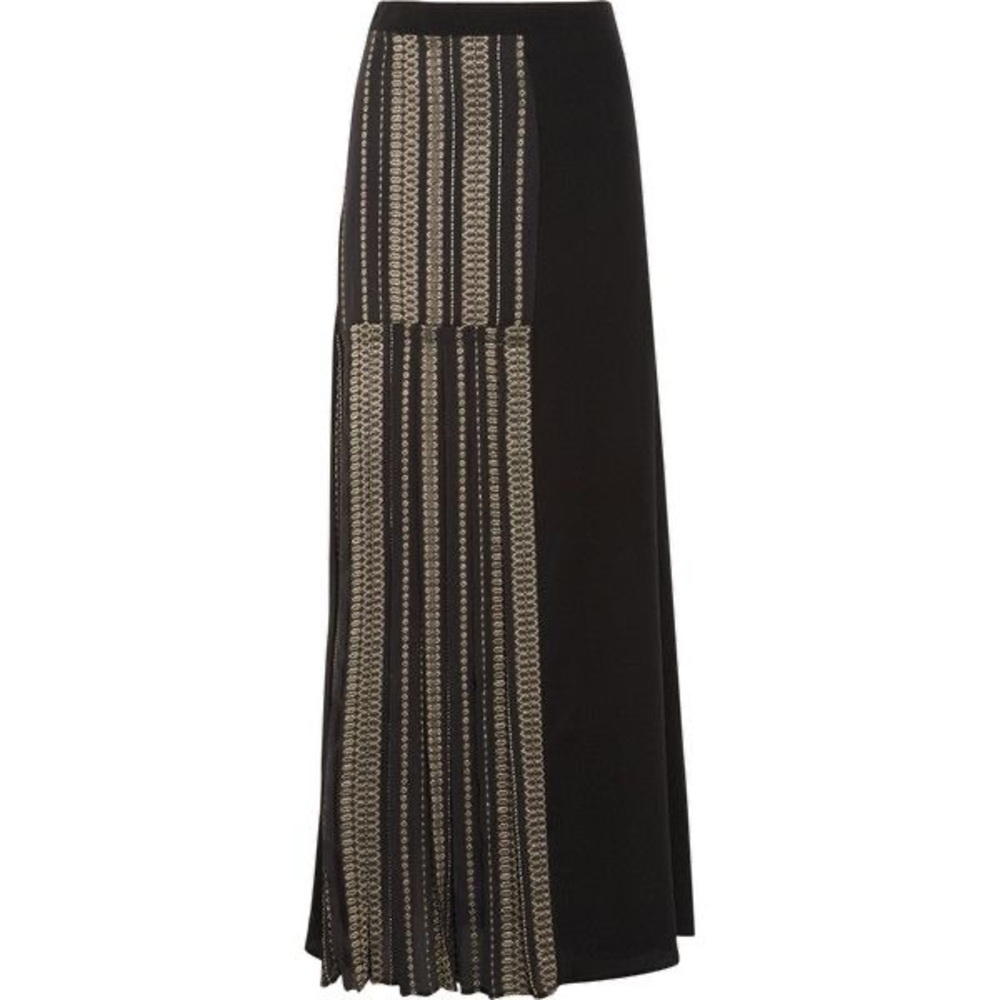 Zeus + Dion pleated metallic-trimmed silk maxi skirt